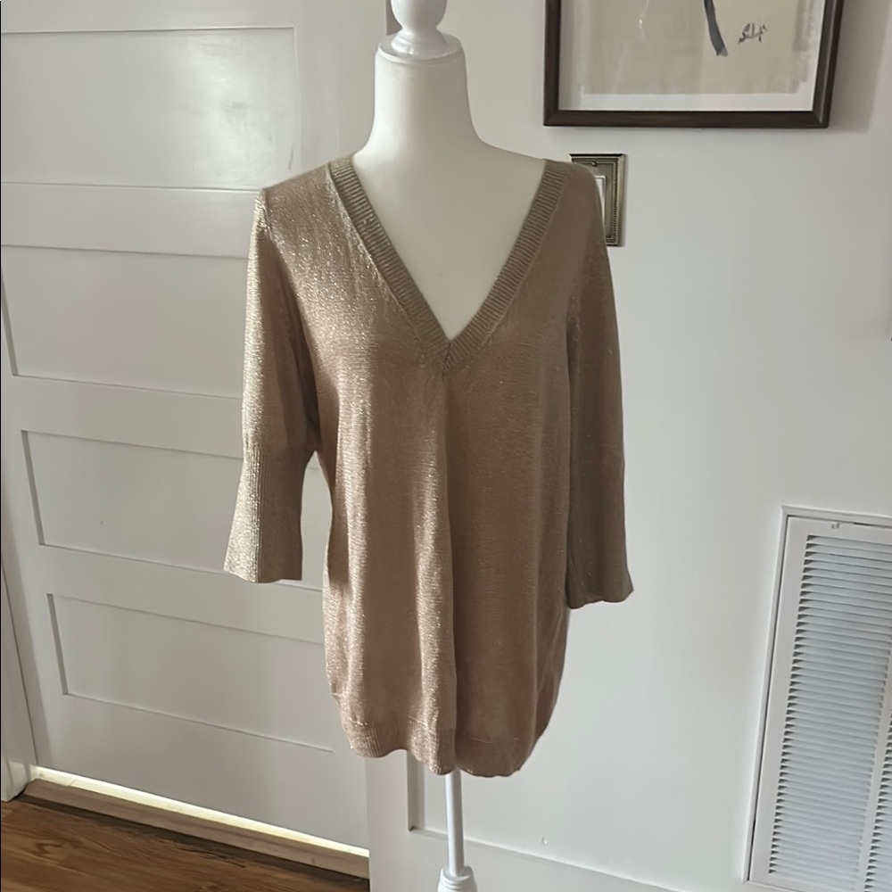 Chico’s gold 3/4 sleeve sweater